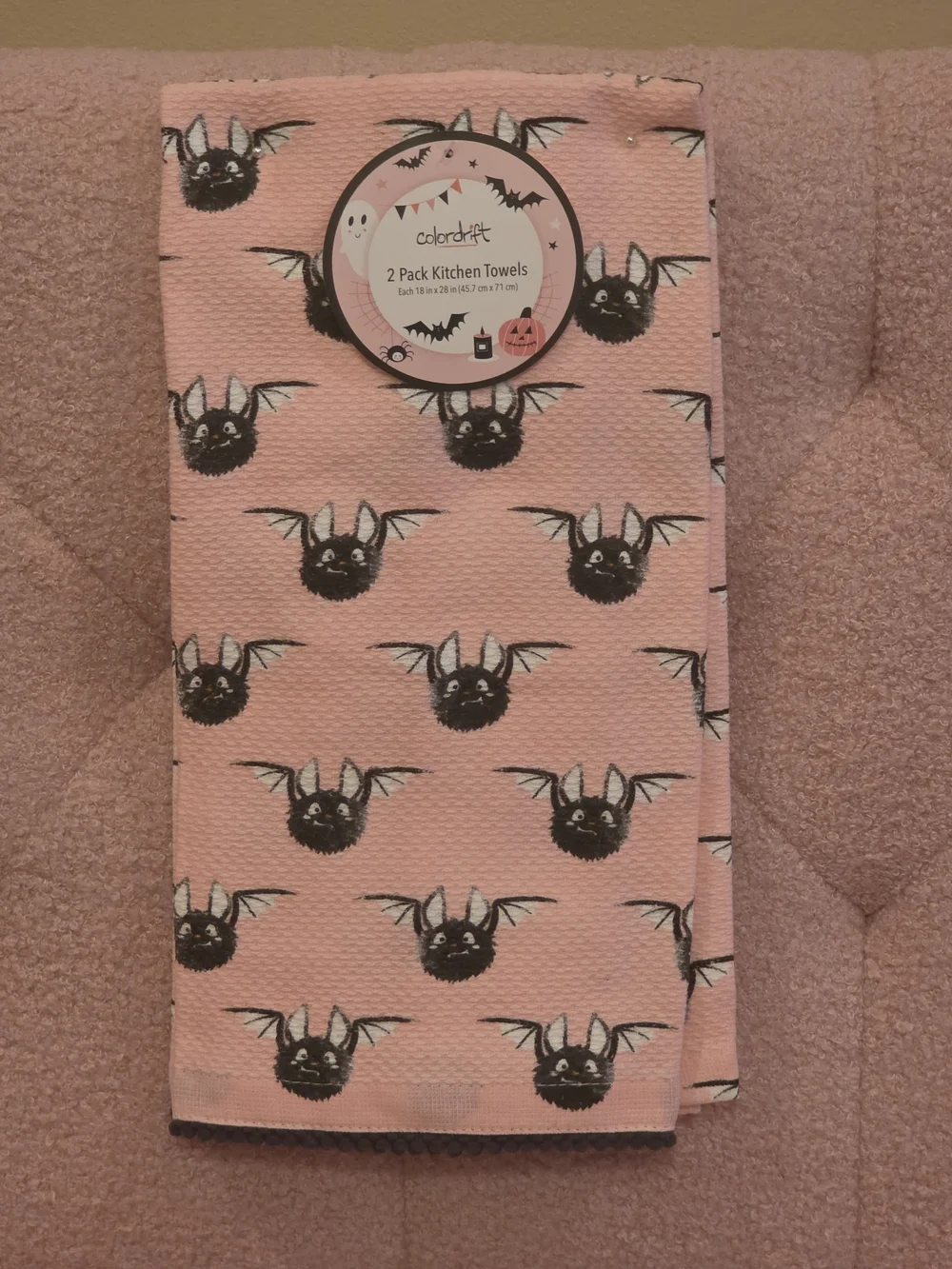 Pink Halloween Bat Kitchen Towel - 2 Pack